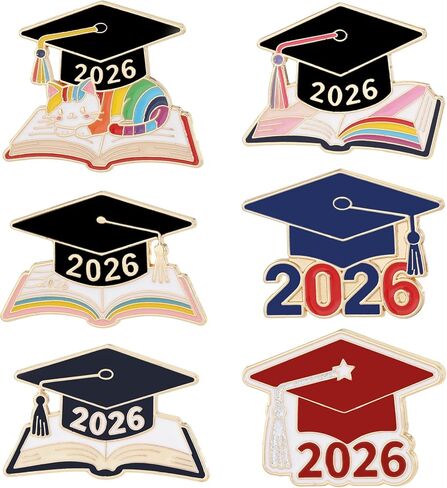 6/18/30 Pack 2026 Graduation Pins - Grad Pins Memorial Keepsake for Graduates, Gifts for Graduates, Class of 2026 Souvenir Pin for High School College Graduate Students, 2026 Lapel Pin in Saudi Arabia