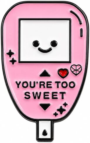 Funny Pin - Enamel Cartoon Glucometer Pins Brooch with "You're Too Sweet" for Backpacks, Jackets, Hats. Diabetes Awareness Brooches Gift for Nurses, Friends, Teenagers, Girls, Boys in Saudi Arabia