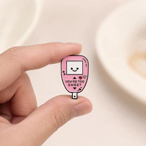 Funny Pin - Enamel Cartoon Glucometer Pins Brooch with "You're Too Sweet" for Backpacks, Jackets, Hats. Diabetes Awareness Brooches Gift for Nurses, Friends, Teenagers, Girls, Boys in Saudi Arabia