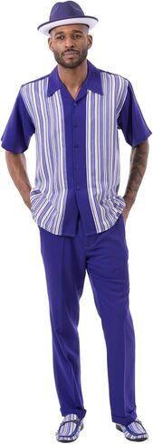 MONTIQUE Striped Pattern Walking Suit 2 Piece Short Sleeve Set - Premium Quality, Stylish Comfort #2312 in Saudi Arabia