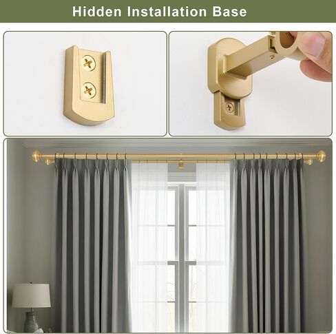 1 1/8 Inch Heavy Duty Double Curtain Rods for Windows, 72-144inch(6-12ft) Adjustable Length Telescoping Dual Drapery Rod Set with Solid Aluminum Bracket for Porch, Floor-to-ceiling Window, Warm Gold in Saudi Arabia