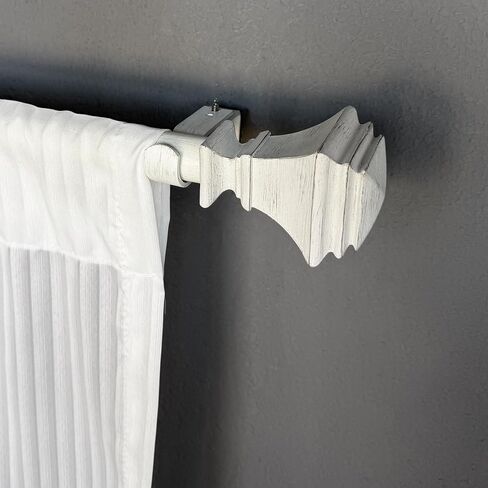 White Wooden Curtain Rods Adjustable 36-72 Inch for Windows 24-68 Inches, 1 Inch Boho Decorative Curtain Rod with Cottage Square Finials, Farmhouse Style Heavy Duty Window Drapery Rods in Saudi Arabia