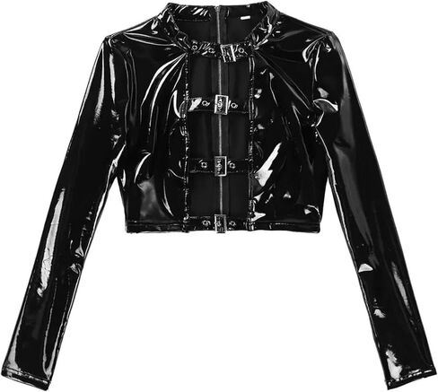 Womens Sexy PU Leather Chest Harness Lingerie Set Gothic Adult Clubwear Crop Top and Lace Up Shorts Roleplay Outfit for Party Cosplay Nightwear Valentine's Day Gift for Women Adults in Saudi Arabia