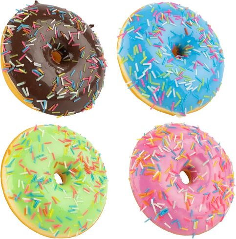 Framendino, 4 Pack Artificial Donut Fake Food Display Realistic Bakery Shop Decoration Photography Dessert Faux Model in Kuwait