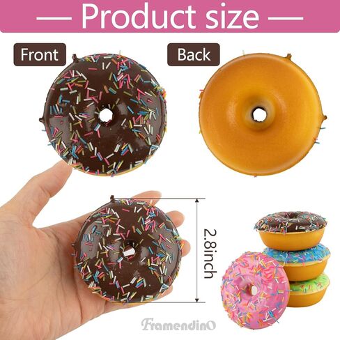 Framendino, 4 Pack Artificial Donut Fake Food Display Realistic Bakery Shop Decoration Photography Dessert Faux Model in Kuwait