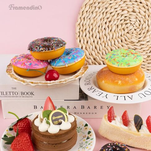 Framendino, 4 Pack Artificial Donut Fake Food Display Realistic Bakery Shop Decoration Photography Dessert Faux Model in Kuwait