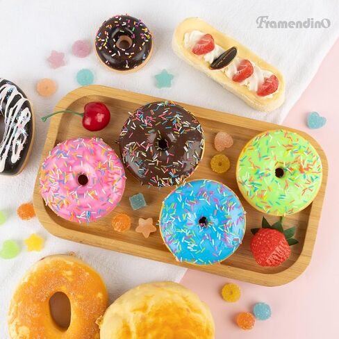 Framendino, 4 Pack Artificial Donut Fake Food Display Realistic Bakery Shop Decoration Photography Dessert Faux Model in Kuwait