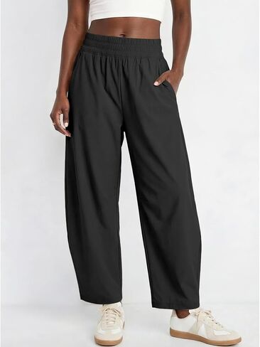Ainangua High Waisted Barrel Pants Women Lightweight Baggy Hiking Athletic Ankle Pants Lounge Palazzo Trousers with Pockets in Saudi Arabia