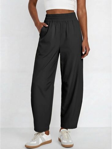 Ainangua High Waisted Barrel Pants Women Lightweight Baggy Hiking Athletic Ankle Pants Lounge Palazzo Trousers with Pockets in Saudi Arabia