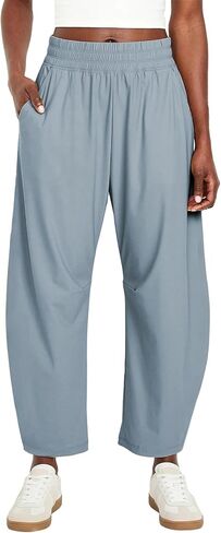Ainangua High Waisted Barrel Pants Women Lightweight Baggy Hiking Athletic Ankle Pants Lounge Palazzo Trousers with Pockets in Saudi Arabia