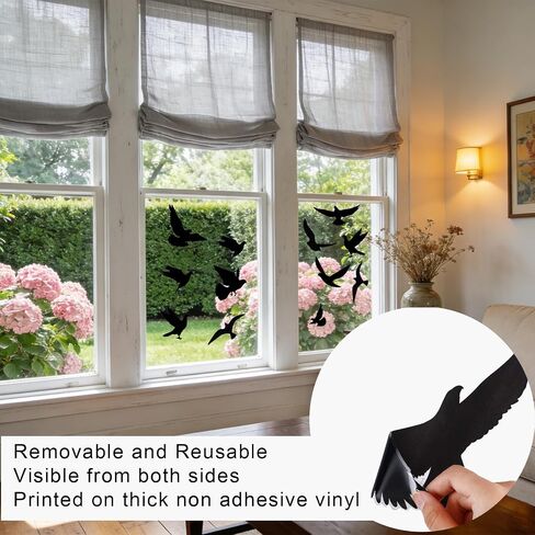 36 Pcs Anti-Collision Window Bird Shape Windows Sticker Decals Protect Black Birds Shape Clings for Save Bird Strikes Stop Birds Flying into Windows Hummingbird Style in Kuwait