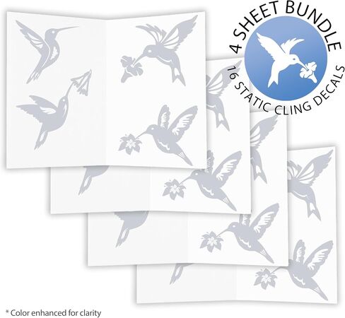 WINDOWALERT Hummingbird Anti-Collision Decal Blemished 4-Pack - UV-Reflective Window Decal to Protect Wild Birds from Glass Collisions - Made in The USA in Saudi Arabia