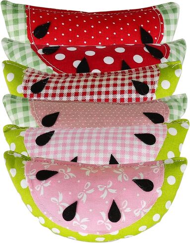 Baluue 6pcs Fabric Watermelon Artificial Fruit Decoration Set, Lifelike Fake Watermelon Home Décor for Rustic Tiered Tray and Birthday Party Display in Saudi Arabia