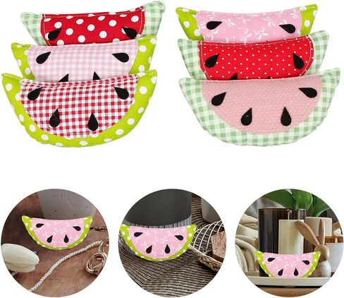 Baluue 6pcs Fabric Watermelon Artificial Fruit Decoration Set, Lifelike Fake Watermelon Home Décor for Rustic Tiered Tray and Birthday Party Display in Saudi Arabia
