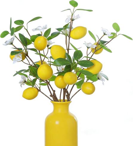 M2cbridge Artificial Lemon Branches Decor 20 Inch Home Decor Plant Greenery Stems 4 Pieces Set(Green) in Saudi Arabia