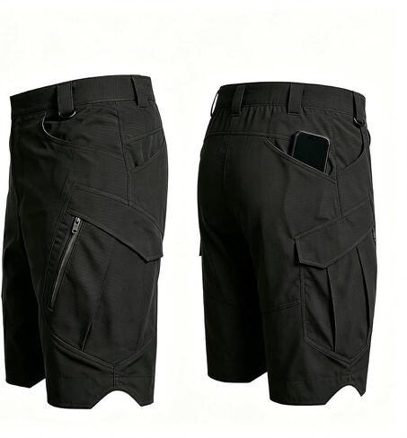 Men's Tactical Cargo Shorts, Water-Resistant Ripstop Hiking Shorts with 9 Pockets, Elastic Waist Outdoor Work Shorts in Kuwait