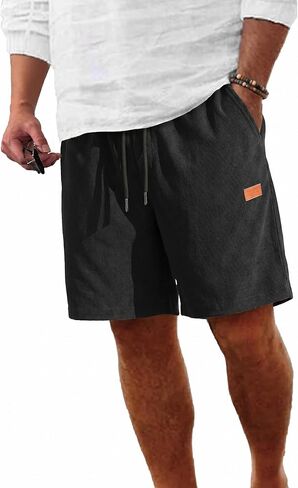 RQP Men's Corduroy Shorts 7 Inch Casual Elastic Waist Drawstring Summer Vacation Shorts in Saudi Arabia