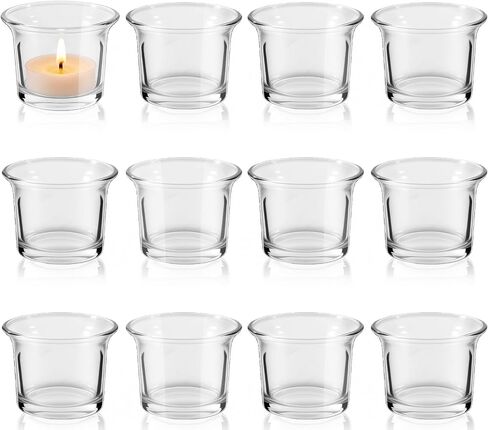 12 Pcs Clear Glass Tealight Candle Holders, Votive Candle Holders for Weddings, Parties, and Home Decor, 2.36" x 1.77" Small Glass Candle Holders for Centerpieces and Table Settings in Saudi Arabia
