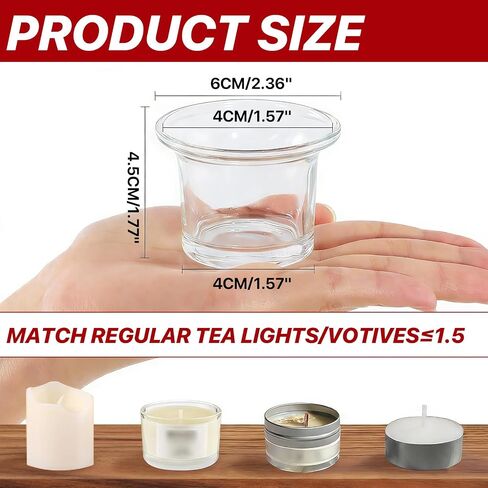 12 Pcs Clear Glass Tealight Candle Holders, Votive Candle Holders for Weddings, Parties, and Home Decor, 2.36" x 1.77" Small Glass Candle Holders for Centerpieces and Table Settings in Saudi Arabia