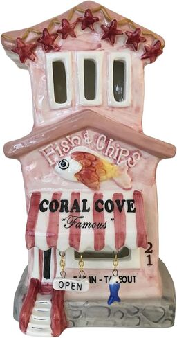Blue Sky Ceramics Coral Cove Fish Chips Candle House, Multi (19207) in Kuwait