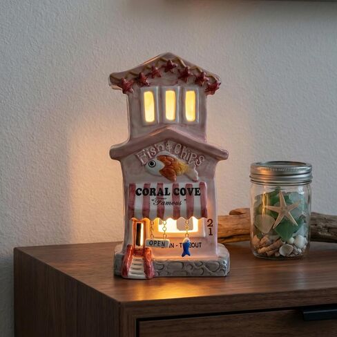 Blue Sky Ceramics Coral Cove Fish Chips Candle House, Multi (19207) in Kuwait
