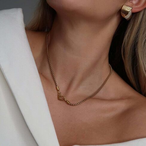 Stainless Steel 18K Gold Plated Love Necklace I am worthy Gold Pendant Necklace Double Sided Wearable Love Thick Chain Necklace Valentine's Day Jewelry in Saudi Arabia