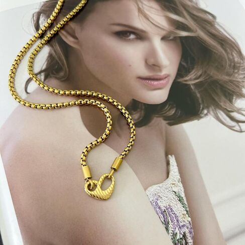 Stainless Steel 18K Gold Plated Love Necklace I am worthy Gold Pendant Necklace Double Sided Wearable Love Thick Chain Necklace Valentine's Day Jewelry in Saudi Arabia