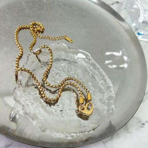 Stainless Steel 18K Gold Plated Love Necklace I am worthy Gold Pendant Necklace Double Sided Wearable Love Thick Chain Necklace Valentine's Day Jewelry in Saudi Arabia