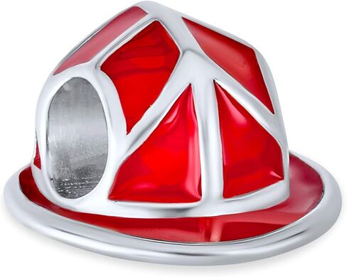 Bling Jewelry .925 Sterling Silver Fire Department Firefighter Hat Red Black Helmet Fireman Charm Bead For Women Teen Wife for Bracelet in Saudi Arabia