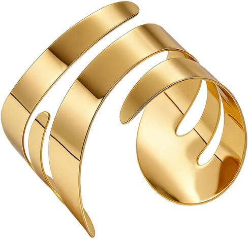 Golden wide face C-shaped bracelet with uneven concave surface and exquisite shiny surface, autumn and winter bracelet with arm ring in Saudi Arabia