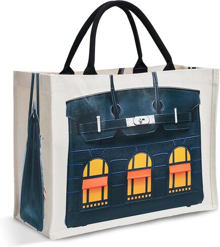 16oz Sturdy Canvas Tote Bag for Women, Luxury Illusion Print Handbag, Unique Bridesmaid Gift & Work Bag in Saudi Arabia