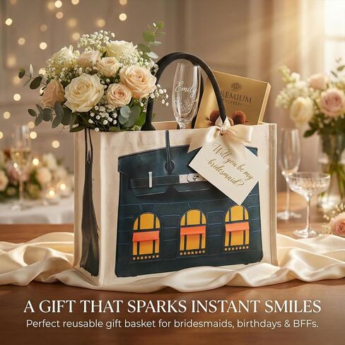16oz Sturdy Canvas Tote Bag for Women, Luxury Illusion Print Handbag, Unique Bridesmaid Gift & Work Bag in Saudi Arabia