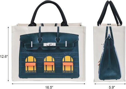 16oz Sturdy Canvas Tote Bag for Women, Luxury Illusion Print Handbag, Unique Bridesmaid Gift & Work Bag in Saudi Arabia