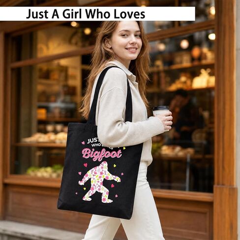 Just A Girl Who Loves Canvas Bags for Women Cute Aesthetic Shopping Shoulder Handbag Canvas Tote Bag for Grocery, Shopping, Vacation, Work, Daily Use in Saudi Arabia