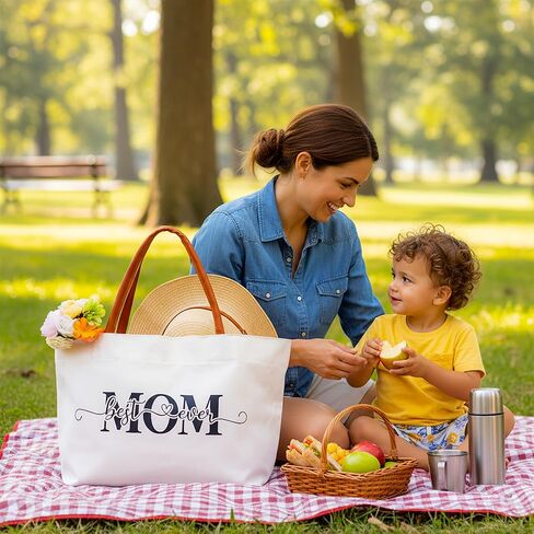 68LDROOTER Best Mom Ever Gifts Tote Bag – New Mom Gift Idea for Women, Canvas Bag for Mom to Be, First Time Mom in Saudi Arabia