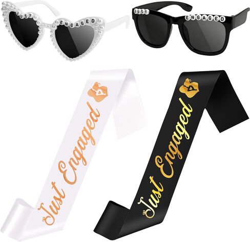 Engagement Party Decorations Just Engaged Sash and Sunglasses for Just Engaged Party Engagement Gift in Saudi Arabia
