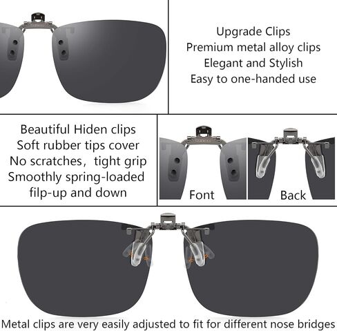 CAXMAN Polarized Clip On Sunglasses Over Prescription Glasses for Men Women UV Protection in Saudi Arabia
