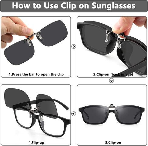 CAXMAN Polarized Clip On Sunglasses Over Prescription Glasses for Men Women UV Protection in Saudi Arabia