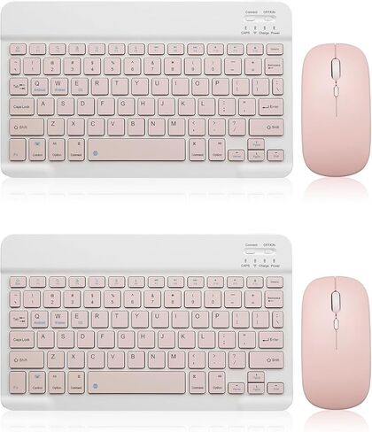 2 Pack Bluetooth Keyboard and Mouse Combo Rechargeable Portable Wireless Keyboard Mouse Set for Apple iPad iPhone iOS 13 and Above Samsung Tablet Phone Smartphone Android Windows (10 inch Blue) in Saudi Arabia