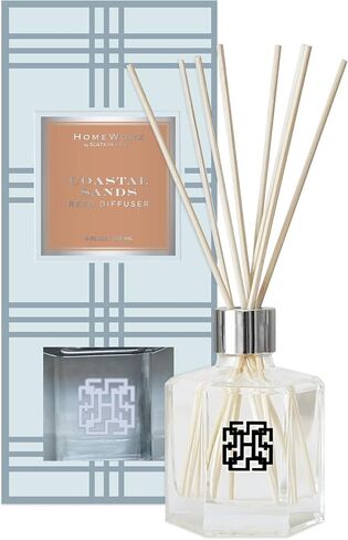 Homeworx Reed Diffuser Set, Coastal Sands by HomeWorx by Slatkin & Co - Scented Oil Reed Stick Diffuser (Salted Sand, Beach Rose, Bergamot Waters & Neroli) - Long-Lasting Scent Fragrance Oil in Saudi Arabia