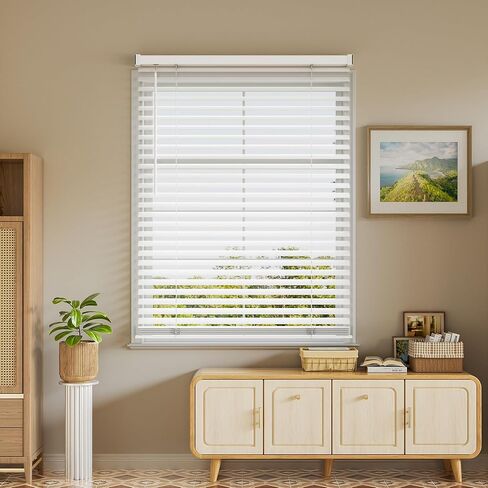 Window Blinds, SZXIMU 2'' Cordless Blind for Indoor Windows, 46" W X 64" H Mini Blinds, Light Filtering Blinds & Shades, Horizontal Window Blinds for Home Bedroom Living Room Bathroom Kitchen, White in Saudi Arabia