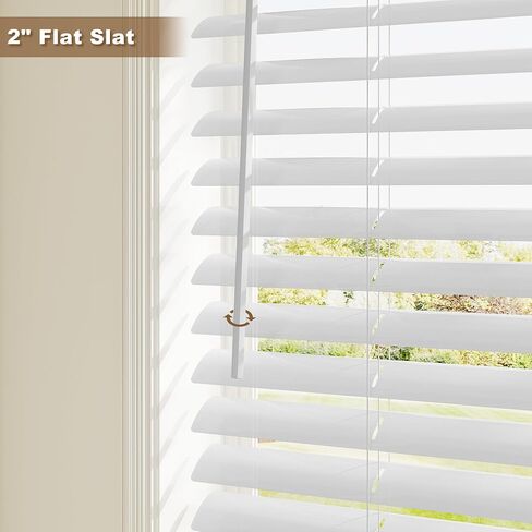 Window Blinds, SZXIMU 2'' Cordless Blind for Indoor Windows, 46" W X 64" H Mini Blinds, Light Filtering Blinds & Shades, Horizontal Window Blinds for Home Bedroom Living Room Bathroom Kitchen, White in Saudi Arabia