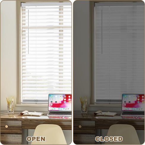 Window Blinds, SZXIMU 2'' Cordless Blind for Indoor Windows, 46" W X 64" H Mini Blinds, Light Filtering Blinds & Shades, Horizontal Window Blinds for Home Bedroom Living Room Bathroom Kitchen, White in Saudi Arabia