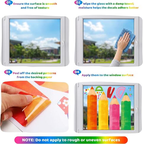 ديكورات MISS FANTASY Back to School، 104 قطعة من ملصقات نافذة العودة إلى المدرسة، ملصقات لاصقة على الوجهين لنوافذ الفصول الدراسية in Kuwait