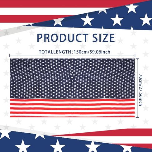 Sucrain 2PCS American Flag Scarf Patriotic Scarf 4th of July Red White and Blue Scarves Soft Sheer Chiffon Wrap for Independence Day in Saudi Arabia