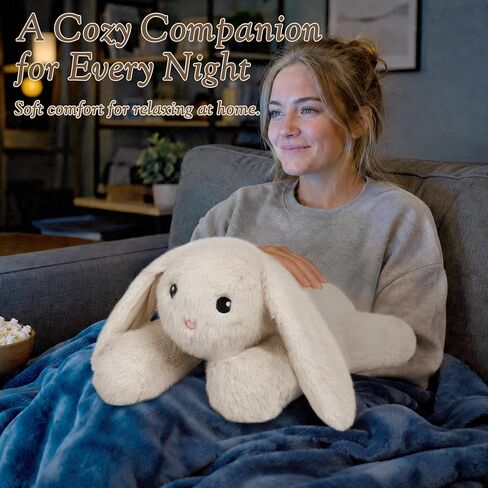 Wepop Weighted Bunny Stuffed Animal, 5Ibs 22in Weighted Plushies Rabbit Large Animals Pillow Cute Plush Toys Gifts for Kids Girls Women Adults in Saudi Arabia