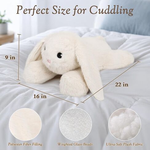 Wepop Weighted Bunny Stuffed Animal, 5Ibs 22in Weighted Plushies Rabbit Large Animals Pillow Cute Plush Toys Gifts for Kids Girls Women Adults in Saudi Arabia