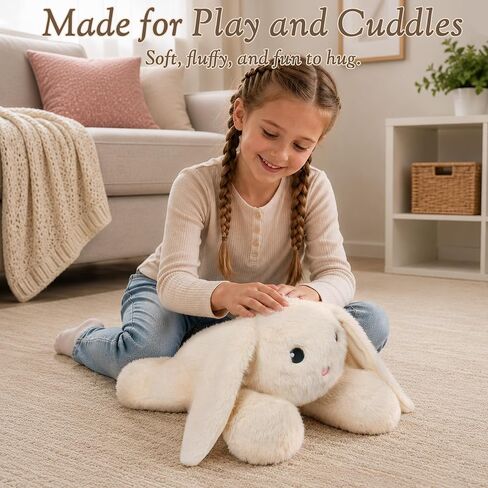 Wepop Weighted Bunny Stuffed Animal, 5Ibs 22in Weighted Plushies Rabbit Large Animals Pillow Cute Plush Toys Gifts for Kids Girls Women Adults in Saudi Arabia
