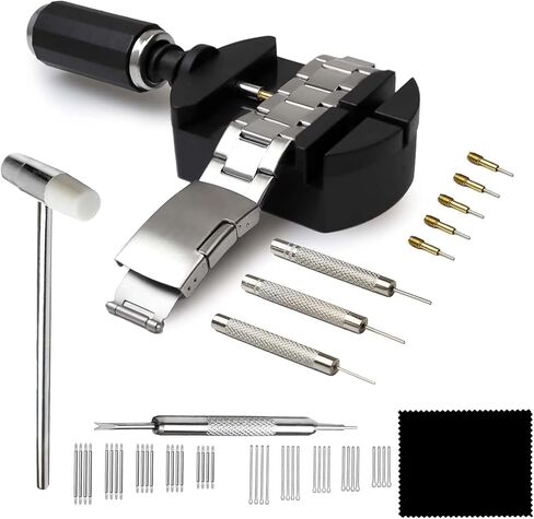 52 Pcs Watch Link Removal Kit,Watch Repair Kit,For Watch Bracelet Adjustment And Replacement And Resizing,With Pin Remover Punch, Watch Band Adjusting Tool,20 Replacement Pins & 20 Spring Bars in Saudi Arabia