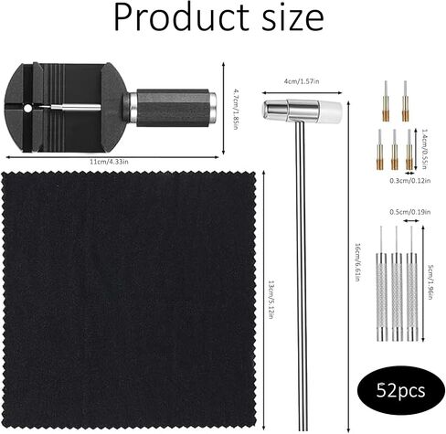 52 Pcs Watch Link Removal Kit,Watch Repair Kit,For Watch Bracelet Adjustment And Replacement And Resizing,With Pin Remover Punch, Watch Band Adjusting Tool,20 Replacement Pins & 20 Spring Bars in Saudi Arabia